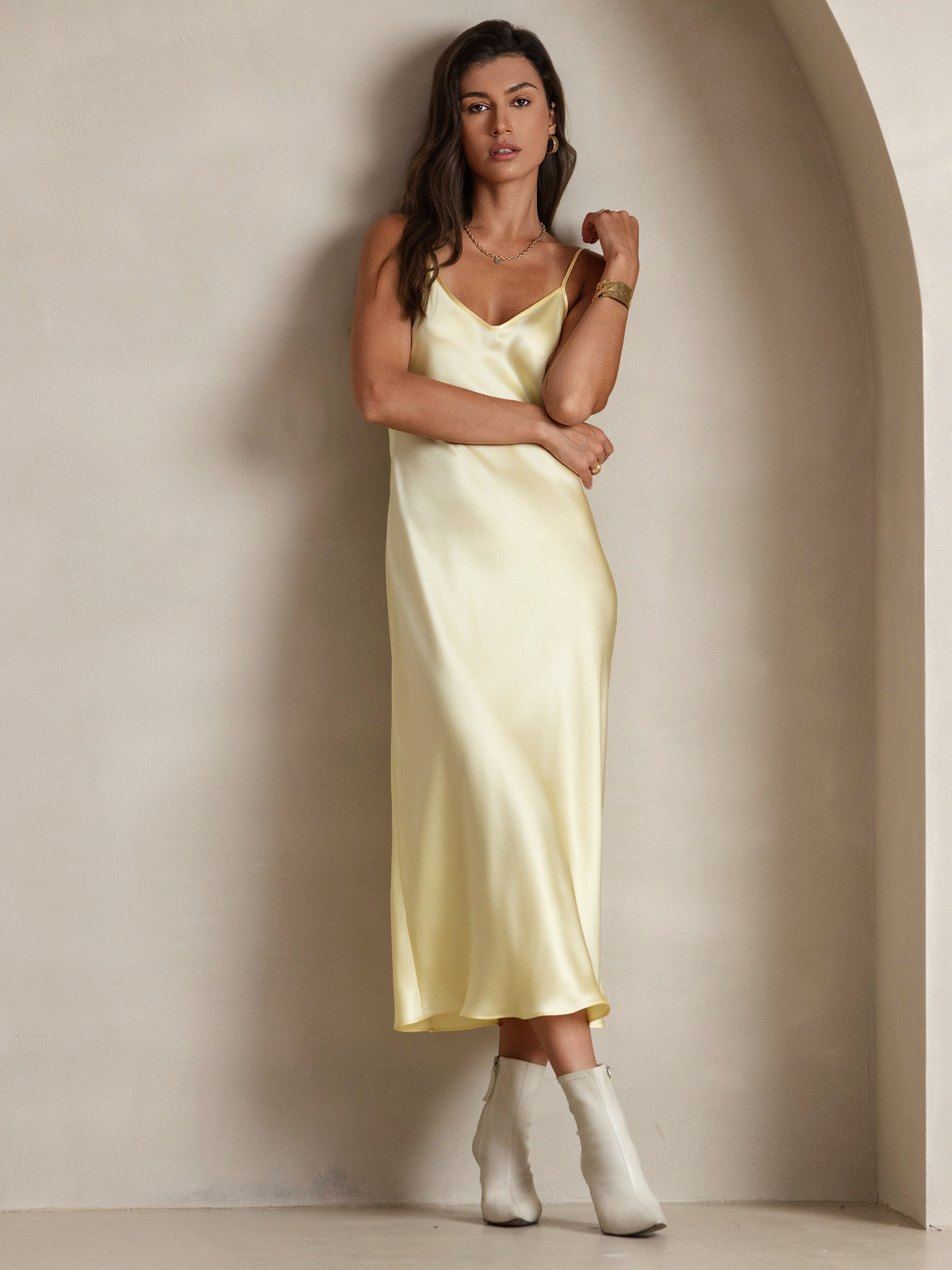 Long Silk Spaghetti Strap Nightshirt