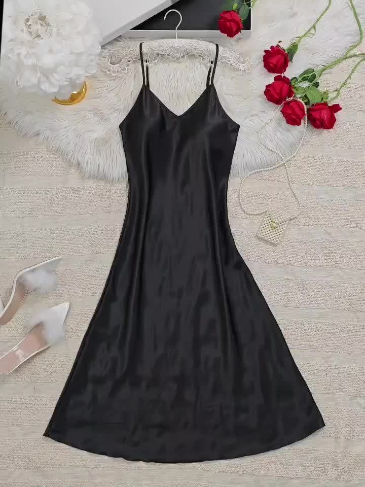 Solid Satin Slip Lounge Dresses