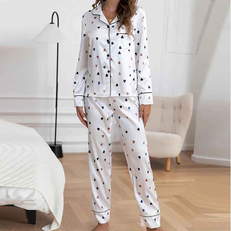 Pajamas Set Women Satin Silk Sleepwear