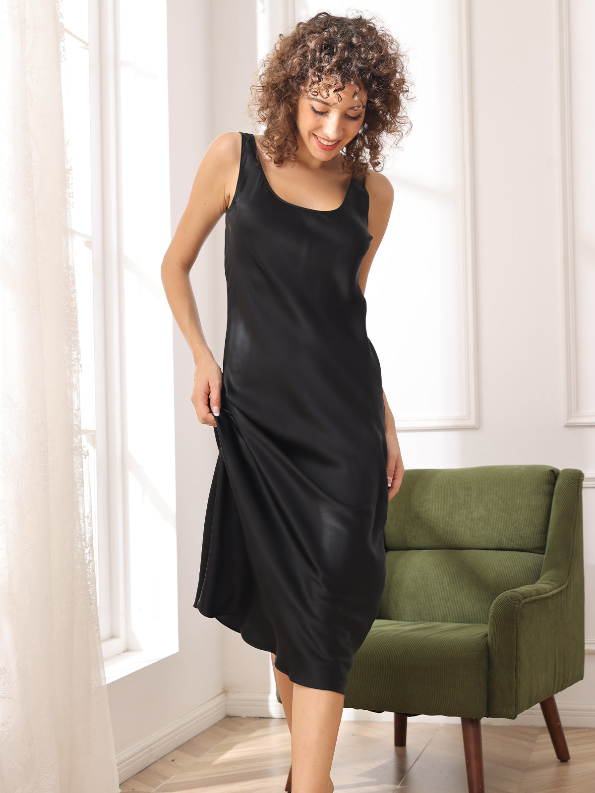 Long Silk Sleeveless Dress