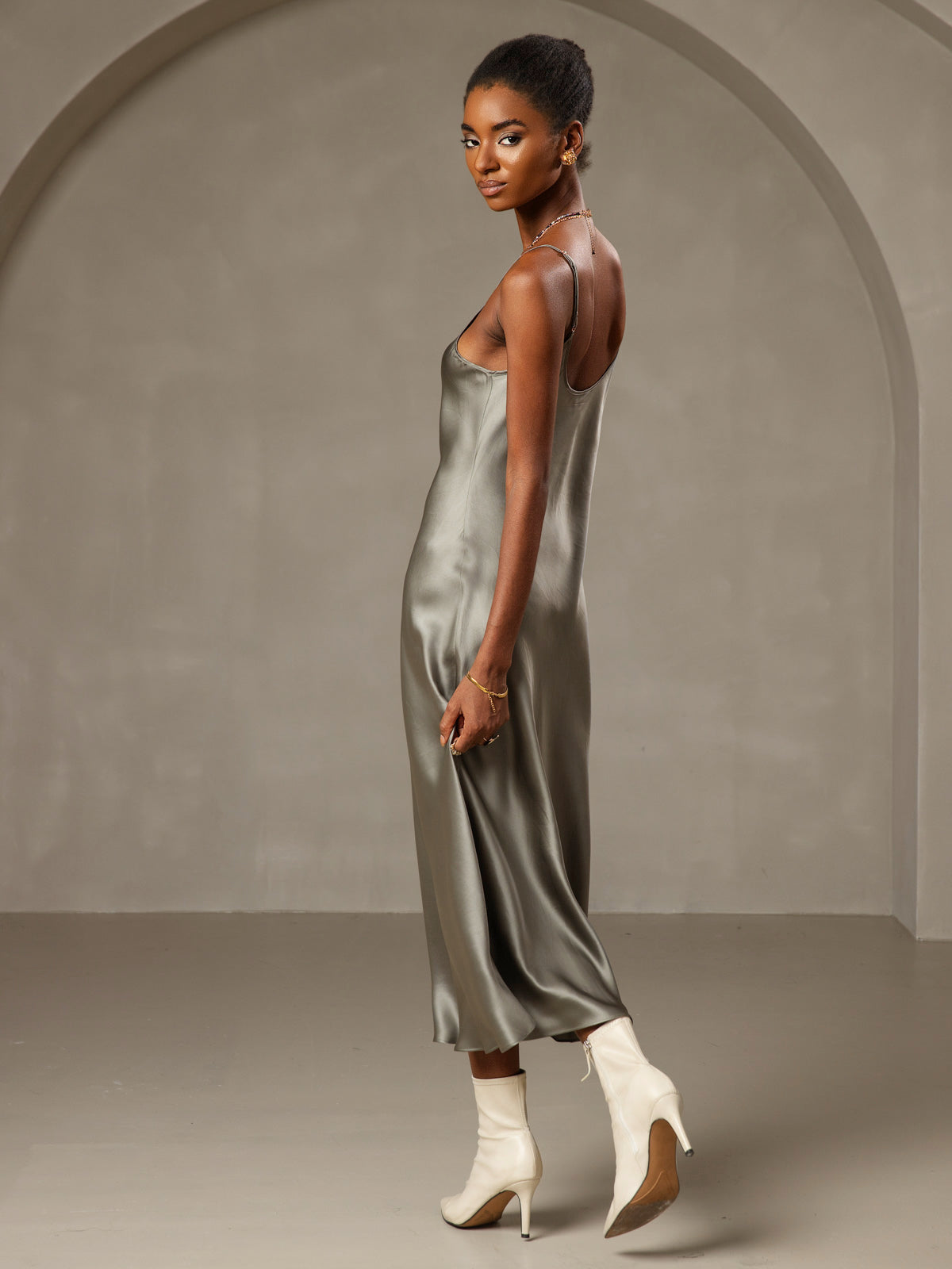 Long Silk Spaghetti Strap Nightshirt