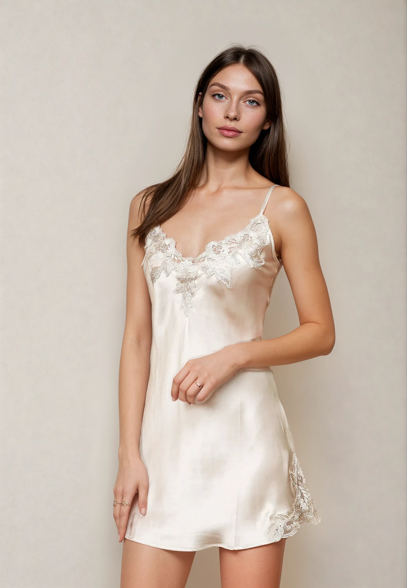 Pure Silk Lace Split Zoom Nightgown