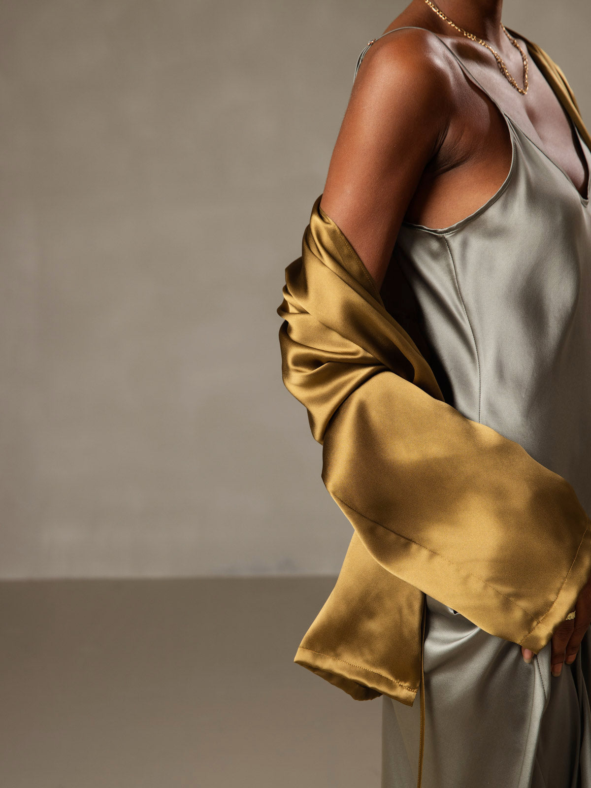 Long Silk Spaghetti Strap Nightshirt