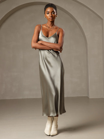 Long Silk Spaghetti Strap Nightshirt
