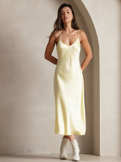 Long Silk Spaghetti Strap Nightshirt
