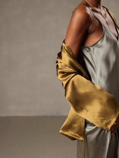Long Silk Spaghetti Strap Nightshirt